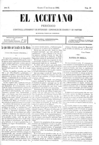 'El accitano  : periódico científico, literario y de intereses generales de Guadix y su partido' - Año II Número 39  - 1892 julio 17