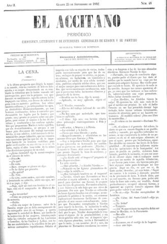 'El accitano  : periódico científico, literario y de intereses generales de Guadix y su partido' - Año II Número 48  - 1892 septiembre 25
