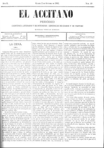 'El accitano  : periódico científico, literario y de intereses generales de Guadix y su partido' - Año  Número 49  - 1892 octubre 2