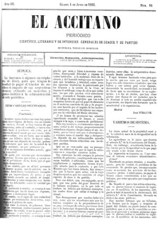 'El accitano  : periódico científico, literario y de intereses generales de Guadix y su partido' - Año III Número 84  - 1893 junio 4