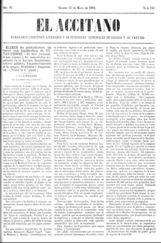 'El accitano  : periódico científico, literario y de intereses generales de Guadix y su partido' - Año IV Número 133  - 1894 mayo 13