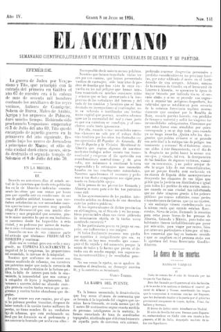 'El accitano  : periódico científico, literario y de intereses generales de Guadix y su partido' - Año IV Número 141  - 1894 julio 8