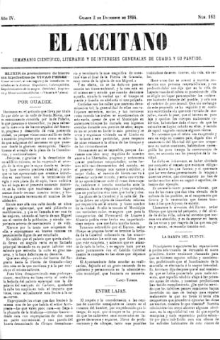 'El accitano  : periódico científico, literario y de intereses generales de Guadix y su partido' - Año IV Número 162  - 1894 diciembre 2