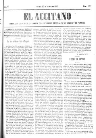 'El accitano  : periódico científico, literario y de intereses generales de Guadix y su partido' - Año V Número 177  - 1895 marzo 17