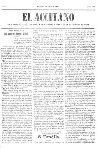 'El accitano  : periódico científico, literario y de intereses generales de Guadix y su partido' - Año V Número 189  - 1895 junio 9