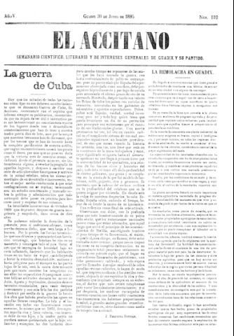 'El accitano  : periódico científico, literario y de intereses generales de Guadix y su partido' - Año V Número 192  - 1895 junio 30