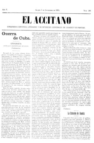 'El accitano  : periódico científico, literario y de intereses generales de Guadix y su partido' - Año V Número 201  - 1895 septiembre 1