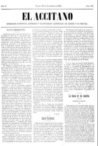'El accitano  : periódico científico, literario y de intereses generales de Guadix y su partido' - Año V Número 205  - 1895 septiembre 29