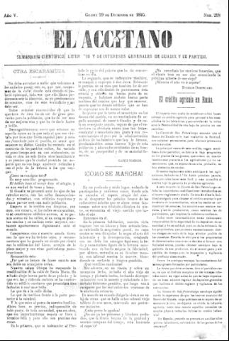 'El accitano  : periódico científico, literario y de intereses generales de Guadix y su partido' - Año V Número 218  - 1895 diciembre 29
