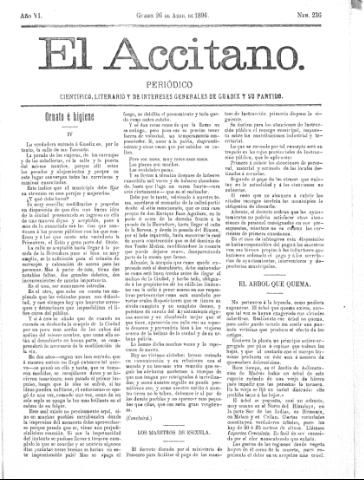 'El accitano  : periódico científico, literario y de intereses generales de Guadix y su partido' - Año VI Número 236  - 1896 abril 26
