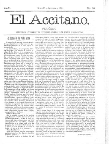 'El accitano  : periódico científico, literario y de intereses generales de Guadix y su partido' - Año VI Número 259  - 1896 septiembre 27