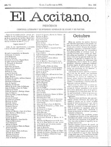 'El accitano  : periódico científico, literario y de intereses generales de Guadix y su partido' - Año VI Número 260  - 1896 octubre 4