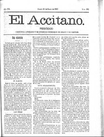 'El accitano  : periódico científico, literario y de intereses generales de Guadix y su partido' - Año VII Número 282  - 1897 marzo 21