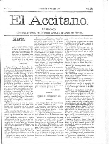 'El accitano  : periódico científico, literario y de intereses generales de Guadix y su partido' - Año VII Número 285  - 1897 abril 11