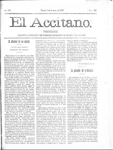 'El accitano  : periódico científico, literario y de intereses generales de Guadix y su partido' - Año VII Número 301  - 1897 agosto 1