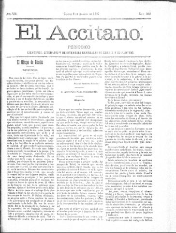 'El accitano  : periódico científico, literario y de intereses generales de Guadix y su partido' - Año VII Número 302  - 1897 agosto 8