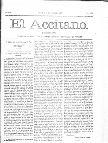 'El accitano  : periódico científico, literario y de intereses generales de Guadix y su partido' - Año VII Número 306  - 1897 septiembre 5
