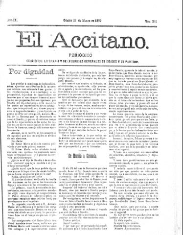 'El accitano  : periódico científico, literario y de intereses generales de Guadix y su partido' - Año IX Número 381  - 1899 marzo 23