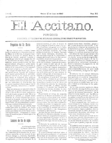 'El accitano  : periódico científico, literario y de intereses generales de Guadix y su partido' - Año IX Número 391  - 1899 abril 27