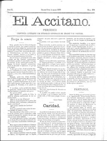 'El accitano  : periódico científico, literario y de intereses generales de Guadix y su partido' - Año IX Número 399  - 1899 julio 9