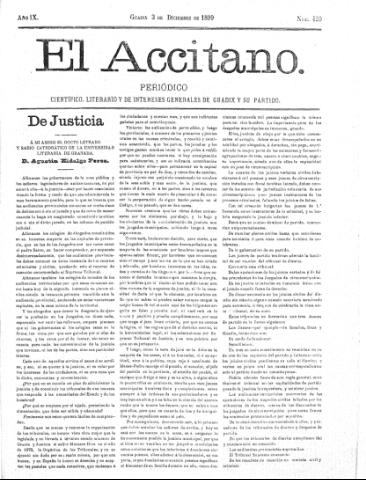 'El accitano  : periódico científico, literario y de intereses generales de Guadix y su partido' - Año IX Número 420  - 1899 diciembre 3