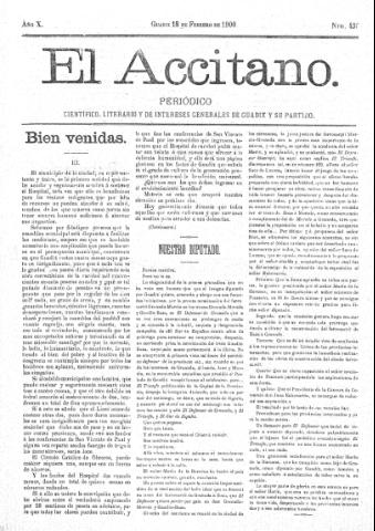 'El accitano  : periódico científico, literario y de intereses generales de Guadix y su partido' - Año X Número 430  - 1900 febrero 18
