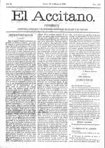 'El accitano  : periódico científico, literario y de intereses generales de Guadix y su partido' - Año X Número 435  - 1900 marzo 25