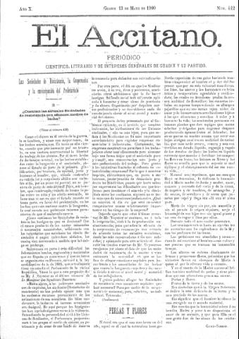 'El accitano  : periódico científico, literario y de intereses generales de Guadix y su partido' - Año X Número 442  - 1900 mayo 13