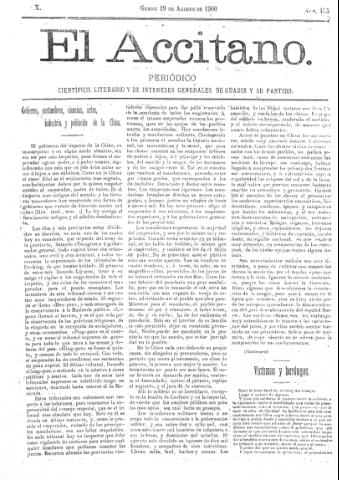 'El accitano  : periódico científico, literario y de intereses generales de Guadix y su partido' - Año X Número 455  - 1900 agosto 19