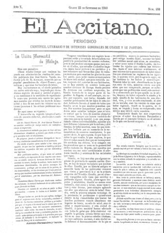 'El accitano  : periódico científico, literario y de intereses generales de Guadix y su partido' - Año X Número 460  - 1900 septiembre 23