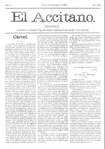 'El accitano  : periódico científico, literario y de intereses generales de Guadix y su partido' - Año X Número 466  - 1900 noviembre 4