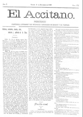 'El accitano  : periódico científico, literario y de intereses generales de Guadix y su partido' - Año X Número 471  - 1900 diciembre 9