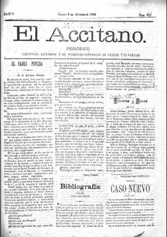 'El accitano  : periódico científico, literario y de intereses generales de Guadix y su partido' - Año XIII Número 619  - 1903 diciembre 6