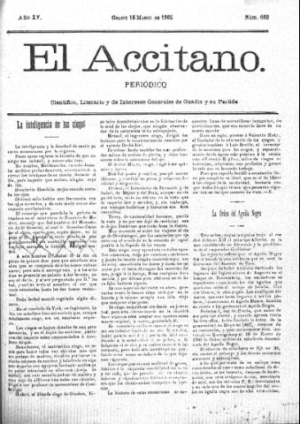 'El accitano  : periódico científico, literario y de intereses generales de Guadix y su partido' - Año XV Número 669  - 1905 abril 16