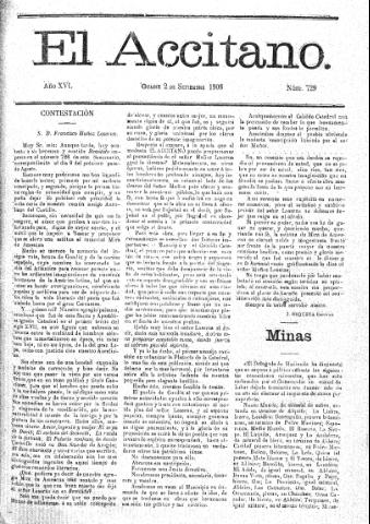 'El accitano  : periódico científico, literario y de intereses generales de Guadix y su partido' - Año XVI Número 729  - 1906 septiembre 2