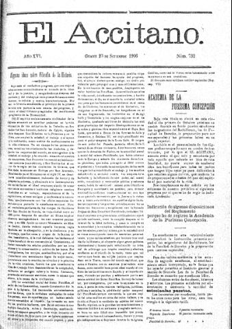 'El accitano  : periódico científico, literario y de intereses generales de Guadix y su partido' - Año XVI Número 732  - 1906 septiembre 23