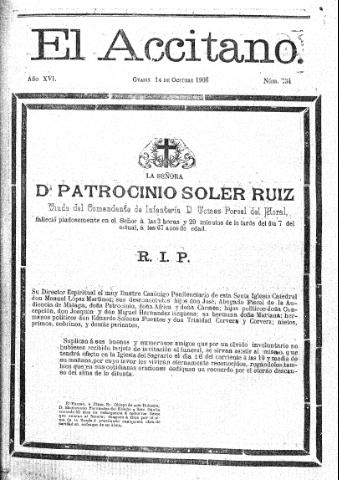 'El accitano  : periódico científico, literario y de intereses generales de Guadix y su partido' - Año XVI Número 734  - 1906 octubre 14