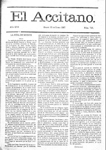 'El accitano  : periódico científico, literario y de intereses generales de Guadix y su partido' - Año XVII Número 746  - 1907 enero 13