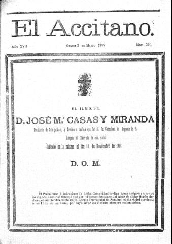 'El accitano  : periódico científico, literario y de intereses generales de Guadix y su partido' - Año XVII Número 751  - 1907 marzo 3