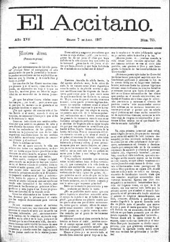 'El accitano  : periódico científico, literario y de intereses generales de Guadix y su partido' - Año XVII Número 755  - 1907 abril 7