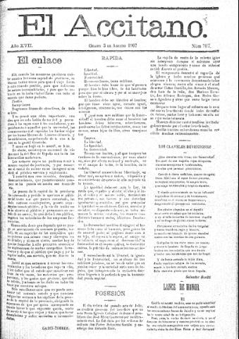 'El accitano  : periódico científico, literario y de intereses generales de Guadix y su partido' - Año XVII Número 767  - 1907 agosto 3