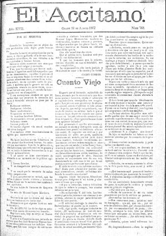 'El accitano  : periódico científico, literario y de intereses generales de Guadix y su partido' - Año XVII Número 768  - 1907 agosto 10