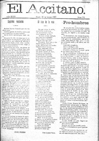 'El accitano  : periódico científico, literario y de intereses generales de Guadix y su partido' - Año XVII Número 771  - 1907 agosto 31