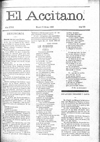 'El accitano  : periódico científico, literario y de intereses generales de Guadix y su partido' - Año XVIII Número 788  - 1908 enero 11