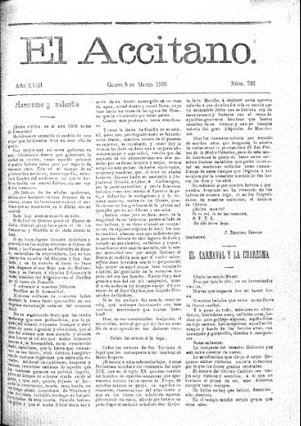 'El accitano  : periódico científico, literario y de intereses generales de Guadix y su partido' - Año XVIII Número 796  - 1908 marzo 8