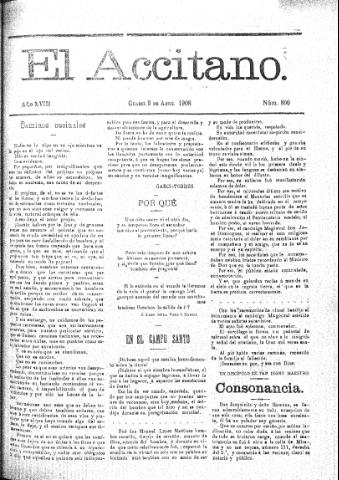 'El accitano  : periódico científico, literario y de intereses generales de Guadix y su partido' - Año XVIII Número 800  - 1908 abril 9