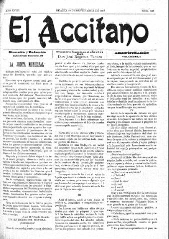 'El accitano  : periódico científico, literario y de intereses generales de Guadix y su partido' - Año XVIII Número 823  - 1908 septiembre 19
