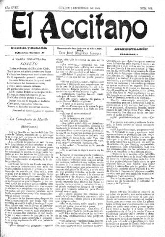 'El accitano  : periódico científico, literario y de intereses generales de Guadix y su partido' - Año XVIII Número 834  - 1908 diciembre 5