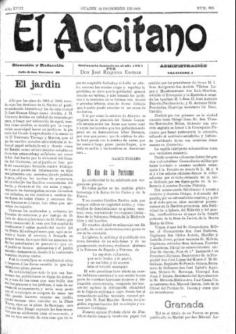 'El accitano  : periódico científico, literario y de intereses generales de Guadix y su partido' - Año XVIII Número 835  - 1908 diciembre 12