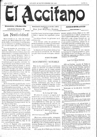 'El accitano  : periódico científico, literario y de intereses generales de Guadix y su partido' - Año XVIII Número 837  - 1908 diciembre 26